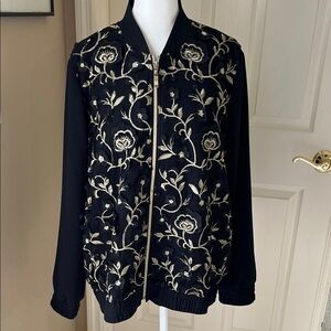 Black and Gold Floral Women's Bomber Jacket